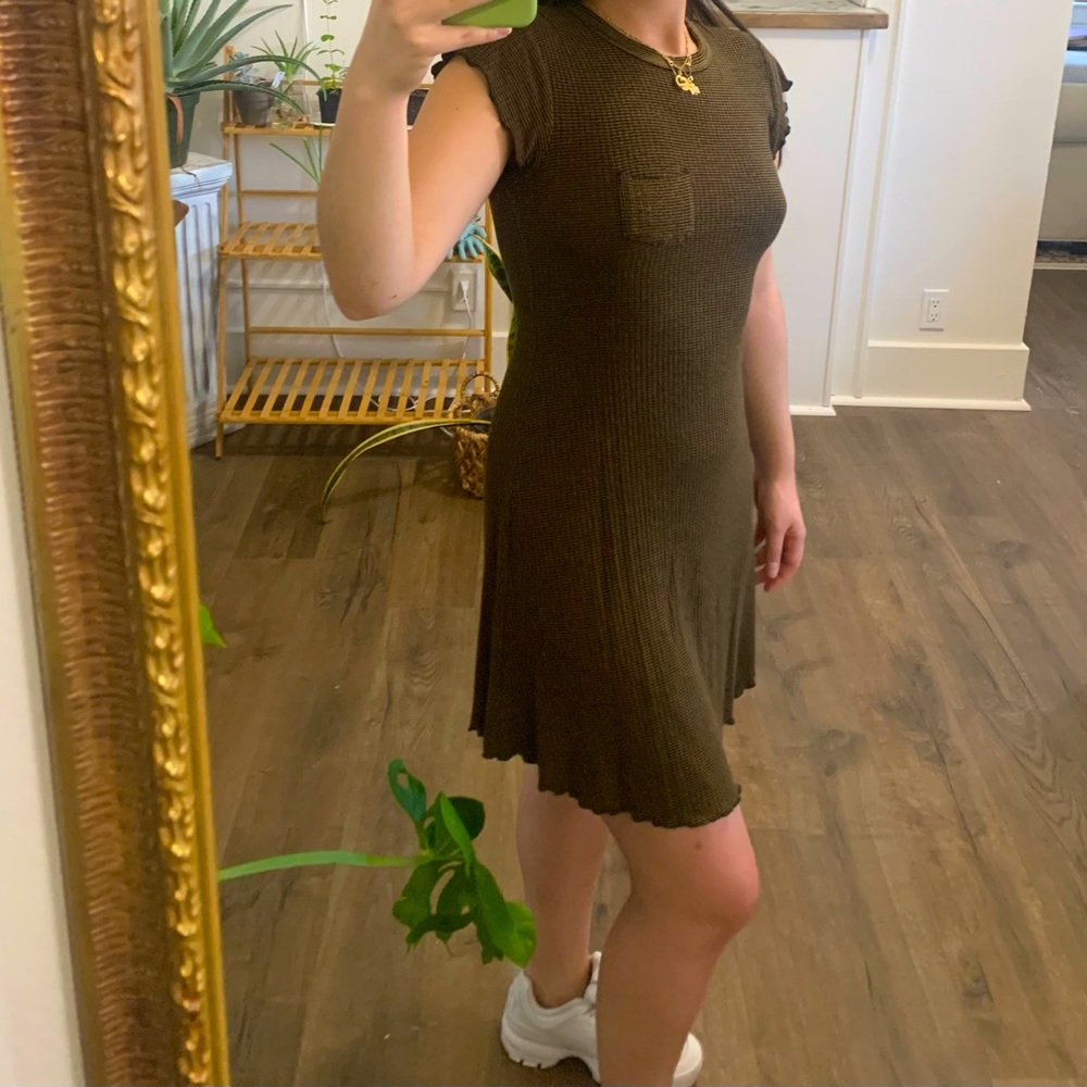 BDG Brown and black T-shirt dress with pocket